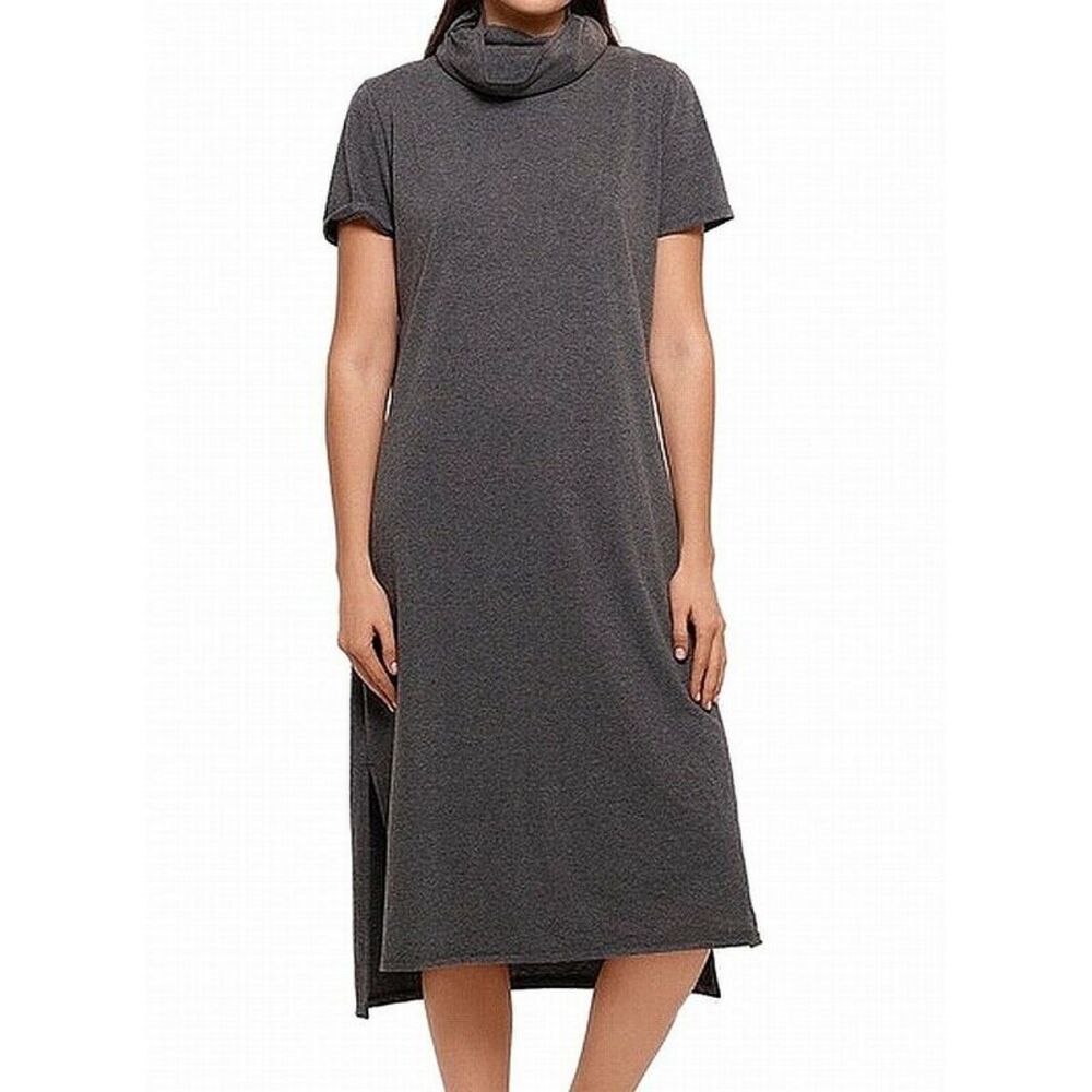 BAM BY BETSY & ADAM Womens Shift Midi Dress Stretch Short Sleeve